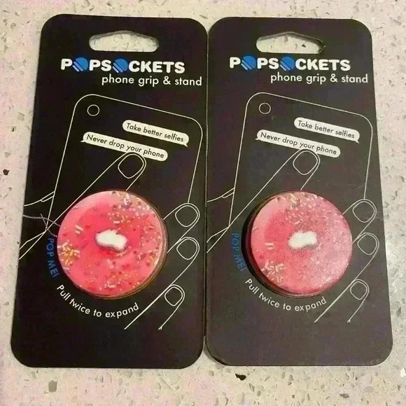 2 Pink donut Pop sockets Phone grip and stand - Picture 1 of 1